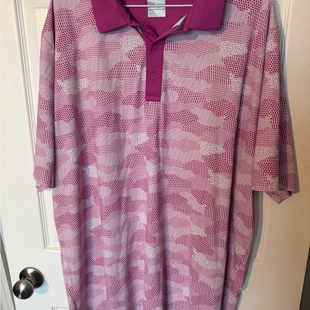 Callaway Men's Pink/Pink and White Patterned Polo Shirt